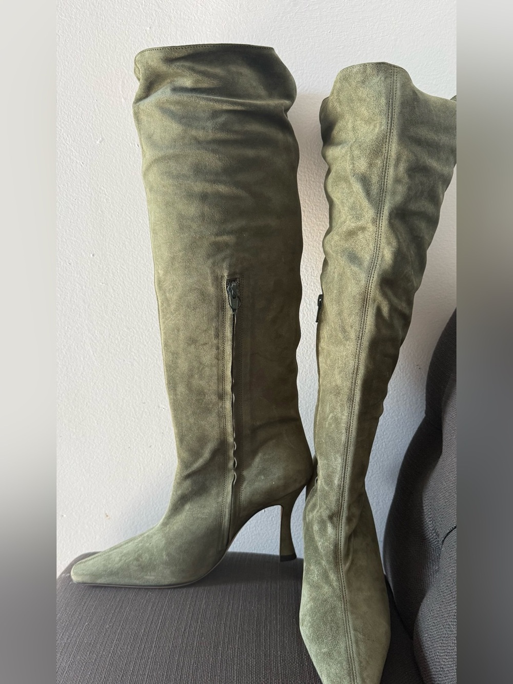 STAUD Olive Suede Over-the-Knee Boots Size 39 New With Box